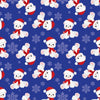 Christmas Teddy Bears and Snowflakes on Blue 100% Cotton Fabric