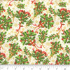 Holly and Gold Metallic Snowflakes on White Ivory