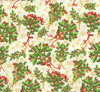 Holly and Gold Metallic Snowflakes on White Ivory