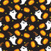 Halloween Ghosts and Pumpkins on Black 100% Cotton