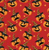 Halloween Mischievous Pumpkins on Orange 100% Cotton Price per Yard