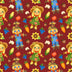 Scarecrows Fall Friends on Burgundy 100% Cotton Fabric
