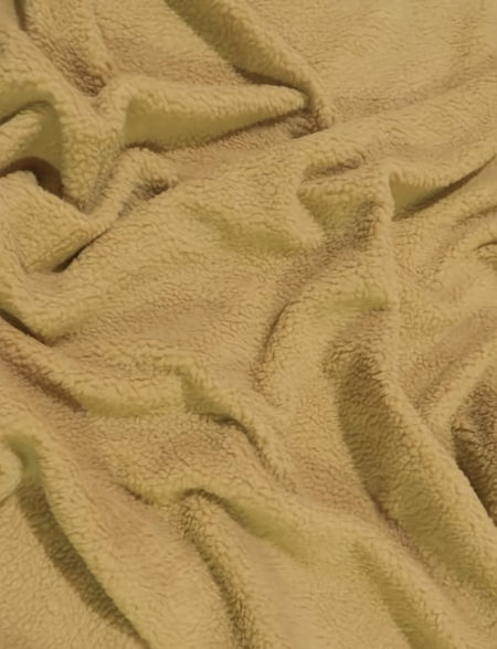 Tejido de piel sintética Sherpa / Beige desierto / Se vende por metros||color: Beige desierto